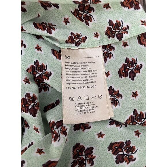 Scotch And Soda Sz XS Journee Au Soleil Green Floral Button-Down Blouse - Picture 10 of 10